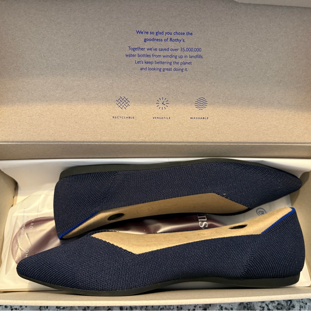 NWB Rothy’s The Point Slip On Shoes Maritime Navy - Picture 4 of 6